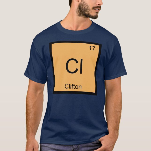 T-shirt Nom de Clifton Élément Chimique Tableau Périodique (Devant)