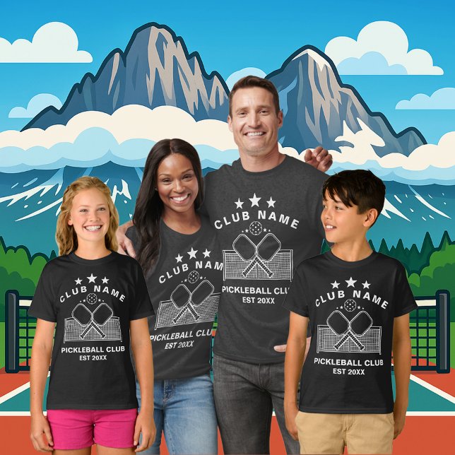 T-shirt Nom de club de pickleball personnalisé (PICKLEBALL PERSONALIZED NAME DARK T-SHIRT)
