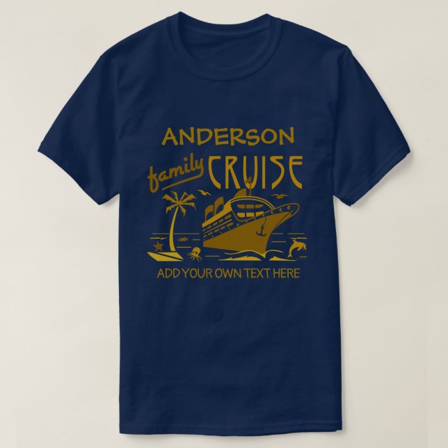 T-shirt Nom de coutume de bateau de vacances de croisière (Design devant)