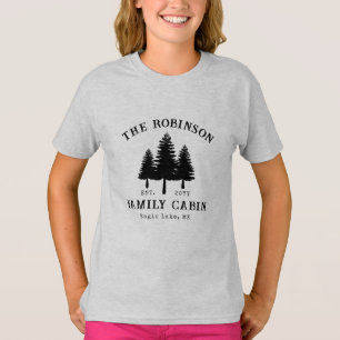 T-shirt Nom de famille Cabane Rustique Campagne Arbres