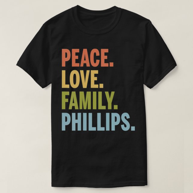 T-shirt Nom de famille correspondant à Phillips (Design devant)