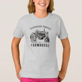 T-shirt Nom de famille Farmhouse Russe Tracteur Vintage