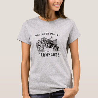 T-shirt Nom de famille Farmhouse Russe Tracteur Vintage