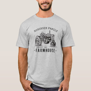 T-shirt Nom de famille Farmhouse Russe Tracteur Vintage