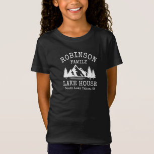 T-Shirt Nom de famille Lake House Rustic White Silhouette