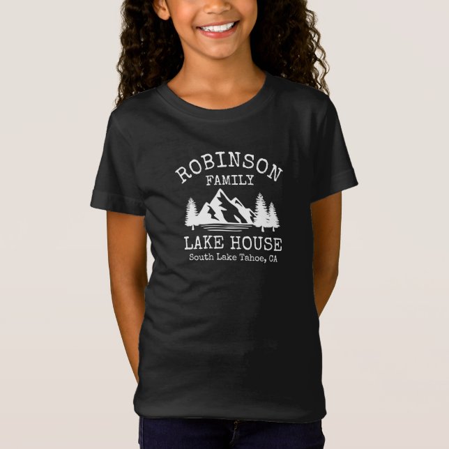 T-Shirt Nom de famille Lake House Rustic White Silhouette (Devant)