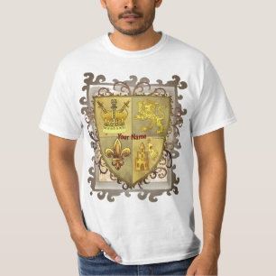 T-shirt Nom de famille Lion Fleur De Lis Shield