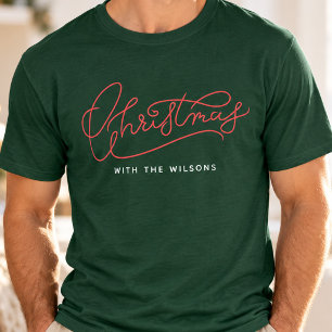 T-shirt Nom de famille Noël Moderne Script Famille