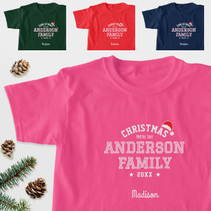 T-shirt Nom de famille Noël Père Noël Holiday Rose