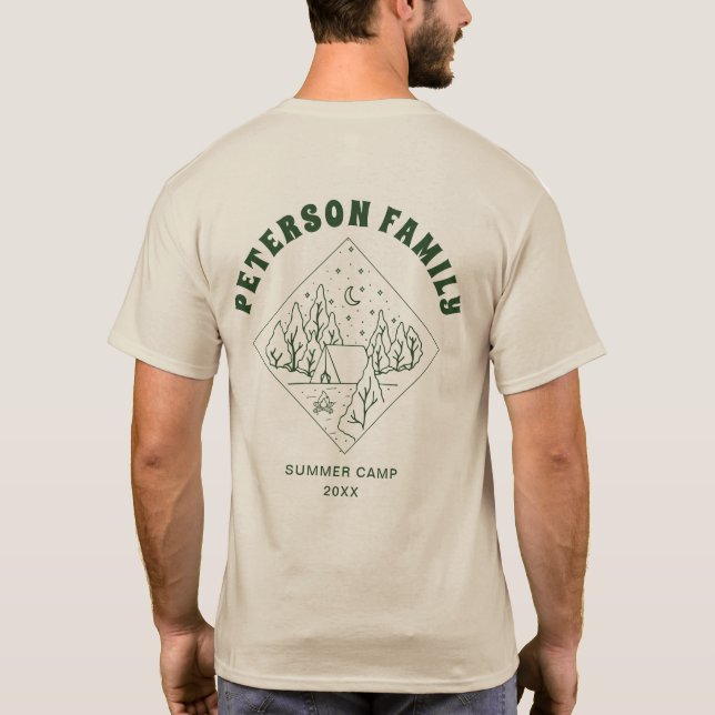 T-shirt Nom de famille personnalisé Camping d'été (Dos)