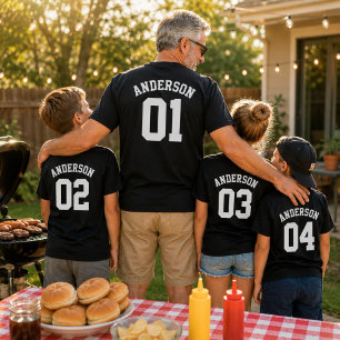 T-shirt Nom de famille personnalisé Enfant Papa Équipe Mai