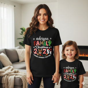 T-shirt Nom de famille personnalisé Noël 2025 Fête festive
