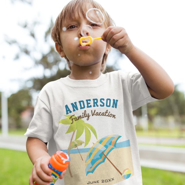 T-shirt Nom de famille personnalisé Summer Beach Vacances (Créateur téléchargé)