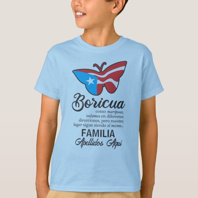 T-shirt Nom de famille Porto Rico - Citation de papillon (Devant)