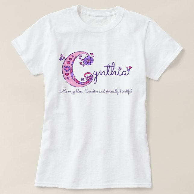 T-shirt Nom de filles de Cynthia et signification de la (Design devant)