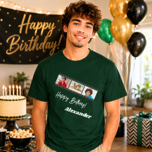 T-shirt Nom de film de collage de photo anniversaire homme