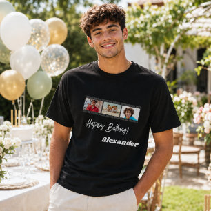 T-shirt Nom de film de collage de photo anniversaire homme