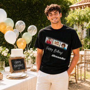 T-shirt Nom de film de collage de photo anniversaire homme
