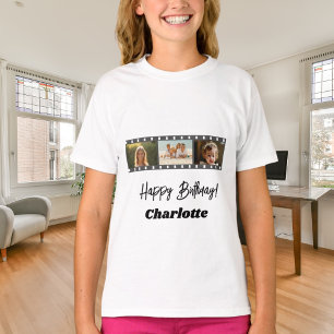 T-shirt Nom de film de collage photo fille d'anniversaire