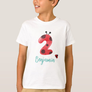 T-shirt Nom de la fête du 2e anniversaire du jote rouge Po