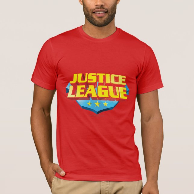 T-shirt Nom de la ligue de justice et logo du bouclier (Devant)