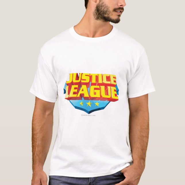 T-shirt Nom de la ligue de justice et logo du bouclier (Devant)