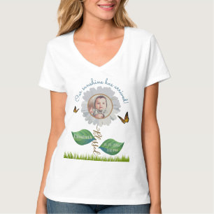 T-shirt Nom de la photo du bébé date heure du faire-part d