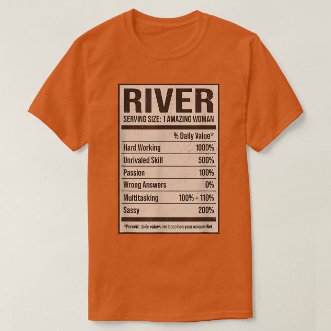 T-shirt Nom de la valeur nutritive de la rivière Pseudo Al (Design devant)