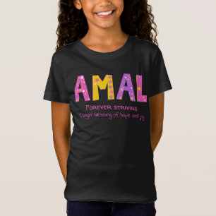 T-Shirt Nom de l'amal signifiant étoile rose violet jaune