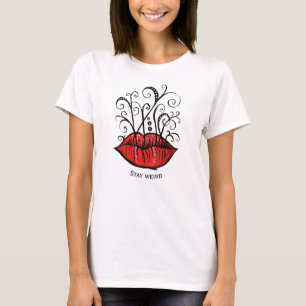 T-shirt Nom de l'artiste maquillage des lèvres rouges