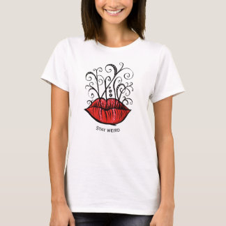 T-shirt Nom de l'artiste maquillage des lèvres rouges