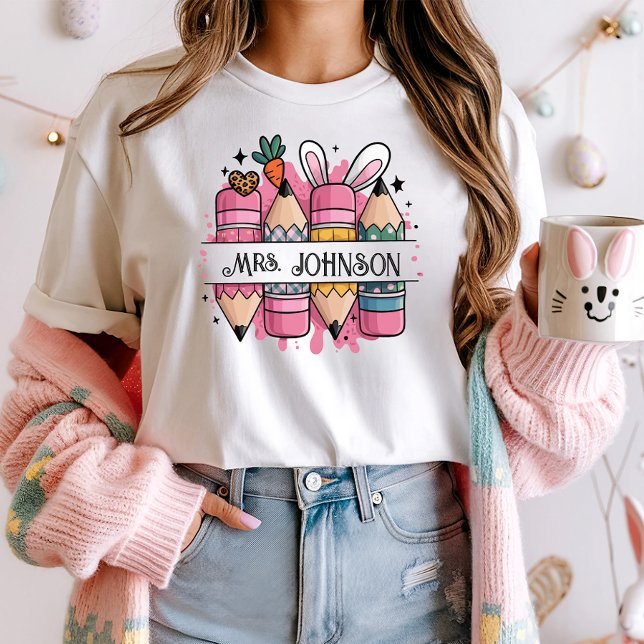 T-shirt Nom de l'enseignant de Pâques personnalisé Enseign (Créateur téléchargé)