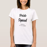 T-shirt Nom de l'enterrement de vie de jeune fille de la m<br><div class="desc">Un design noir et blanc simple et minimaliste pour une douche de mariée ou une fête d'enterrement de vie de jeune fille. Le texte de calligraphie est personnalisable et peut être changé en votre propre phrase. Vous pouvez changer la police, la couleur de la police, la taille de la police,...</div>