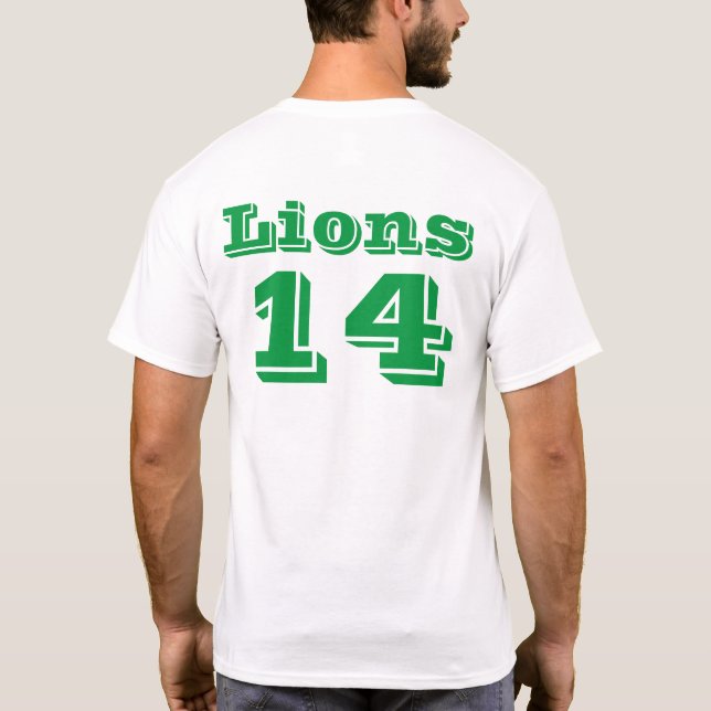 T-shirt Nom de l'équipe avant du lion vert Numéro de l'équ (Dos)