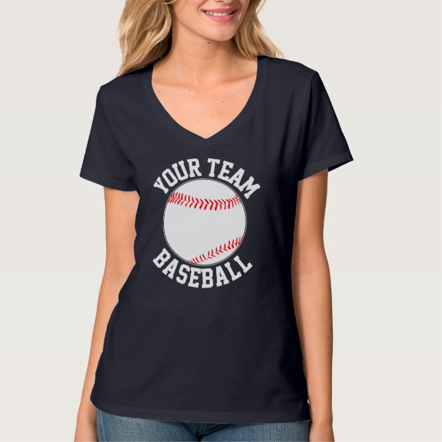 T-shirt Nom de l'équipe féminine de baseball sur mesure ou (Devant)