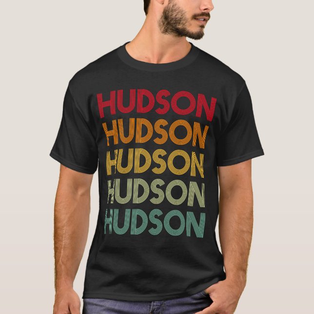 T-shirt Nom de l'Humour Hudson Retro Nom de nom (Devant)
