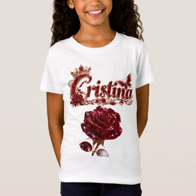 T-Shirt Nom de luxe Christina Ruby Crystal (Devant)