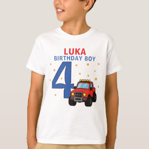 T-shirt Nom de Monster Truck Age 4e Anniversaire Garçon
