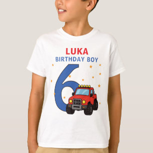 T-shirt Nom de Monster Truck Age 6e Anniversaire Garçon