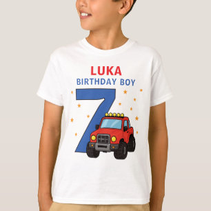T-shirt Nom de Monster Truck Age 7e Anniversaire Garçon