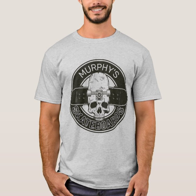T-shirt NOM DE Patinage Personnalisé Skull Skateboard Skat (Devant)