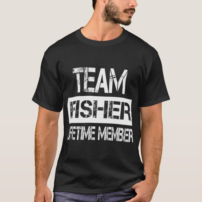 T-shirt Nom de pêcheur Membre à vie de Fisher (Devant)
