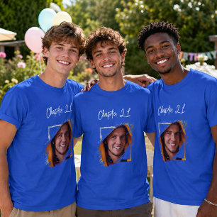 T-shirt Nom de photo 21e anniversaire bleu royal