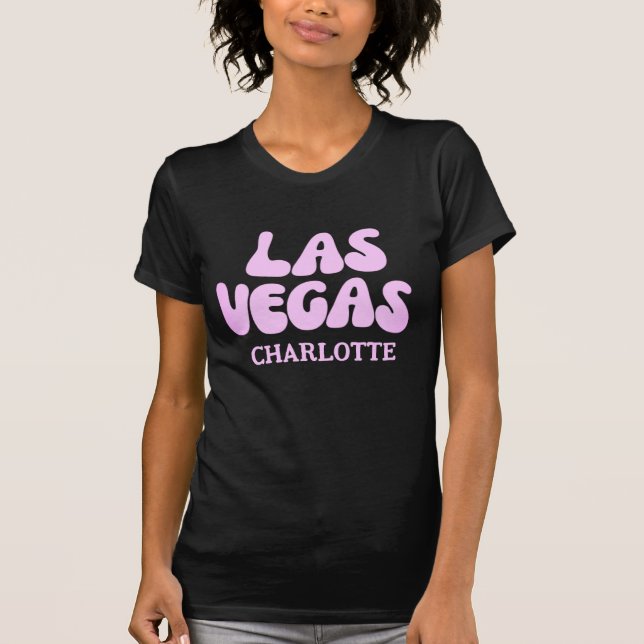 T-shirt Nom de voyage entre filles rétro à Las Vegas rose (Devant)