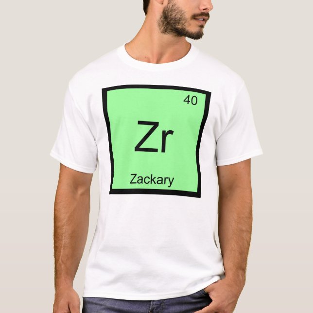 T-shirt Nom de Zackary Élément de Chimie Tableau Périodiqu (Devant)