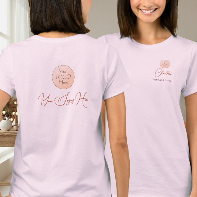 T-shirt Nom d'employé de script élégant Logo de l'entrepri (Créateur téléchargé)