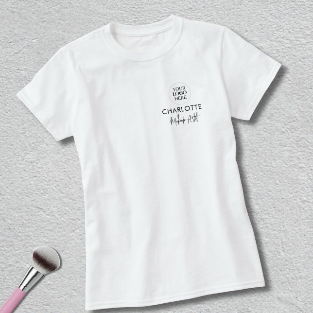 T-shirt Nom d'employé de script noir Logo de maquillage d' (Créateur téléchargé)