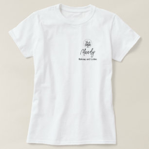 T-shirt Nom d'employé de script noir Logo de maquillage d'