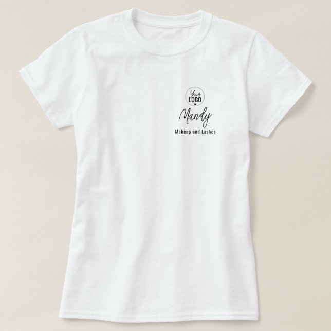 T-shirt Nom d'employé de script noir Logo de maquillage d' (Design devant)