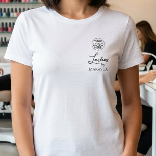 T-shirt Nom d'employé de script noir Logo d'entreprise de